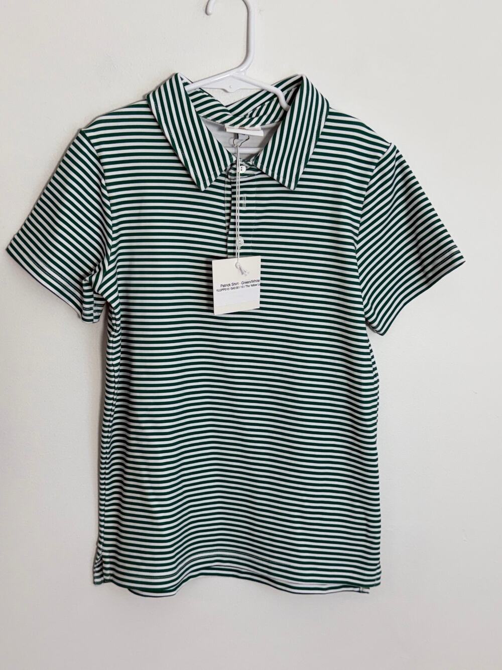 The Yellow Lamb Patrick Boys Green Striped Polo NWT size 10 $42